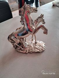 scultura vintage cavalli argenteria Manuel Recanat