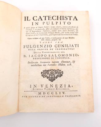 Il Catechista In Pulpito Cuniliati 1754 Venezia 