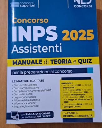 manuale teoria e quiz concorso Inps 2025/26