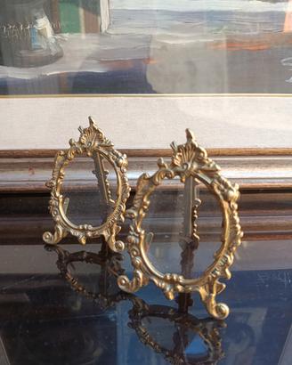 Coppia Portafoto ottone Barocchine