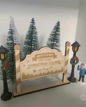 Cartello insegna villaggio di Natale
