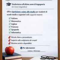 Ripetizioni online inglese, informatica, matema