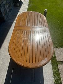 Tavolo +6 sedie da giardino in legno di teak