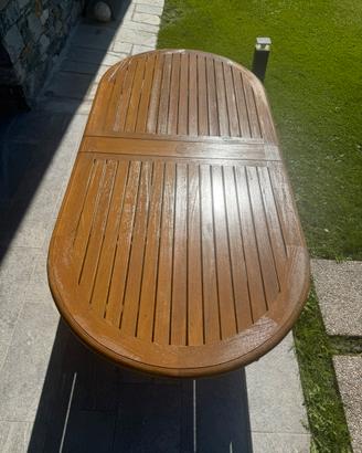 Tavolo +6 sedie da giardino in legno di teak