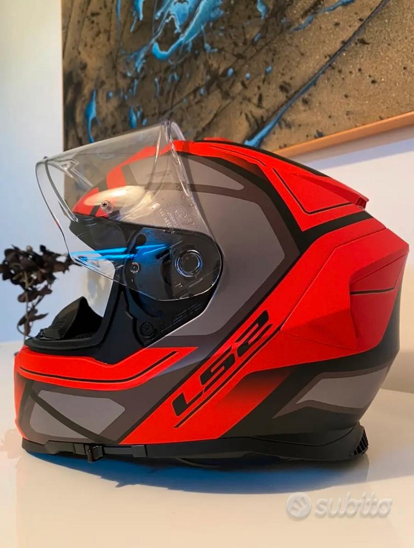 Casco Integrale Moto Doppia Visiera Ls2 FF800 STORM Faster Rosso