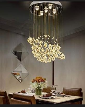 Lampadario Planetarium con faretti LED e sfere