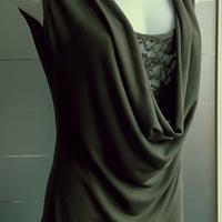 Maglia smanicata scollo drapè Verde oliva tg.L/XL