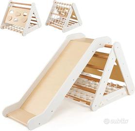Scivolo in legno  montessori 4 in 1 arrampicata