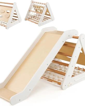 Scivolo in legno  montessori 4 in 1 arrampicata