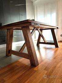 Tavolo da pranzo in rovere massello 200×100 cm