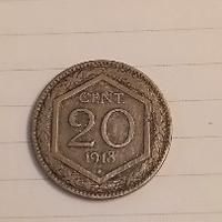 Moneta ita "esagono" 20 cent. 1918 