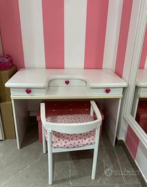 Scrivania artigianale in legno+sedia