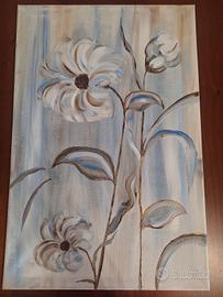 Dipinto su tela Fiore Bianco , fatto a mano