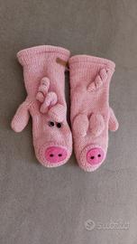 Guanti da bambina a forma di maialino