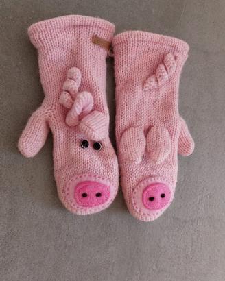 Guanti da bambina a forma di maialino