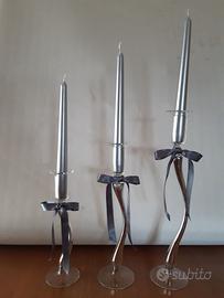 Candelabri (3)Murano Onda con anma argentata NUOVI