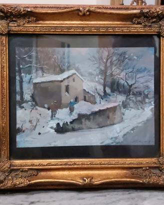 dipinto olio " Nevicata "