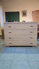 Cassettiera 4 cassetti in legno chiaro 