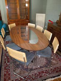Tavolo ovale di design con piano inserto in vetro