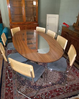 Tavolo ovale di design con piano inserto in vetro