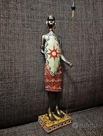 Statua Guerriero DIPINTA A MANO Arte Etnica 26x10