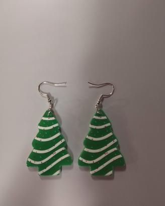 Coppia di orecchini ad albero di Natale verde