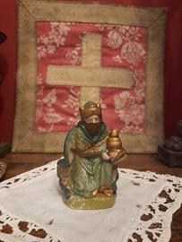 Statuina presepe vintage Re Magi Gaspare incenso d