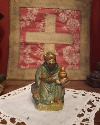 Statuina presepe vintage Re Magi Gaspare incenso d