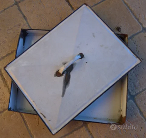 Contenitore Metallo Smaltato Bianco Vintage Medico
