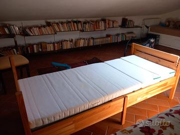 Letto allungabile pino massello, rete e materasso 