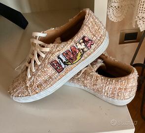 Sneakers donna tessuto bouclé
