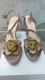 Sandali con plateau color tortora n.38