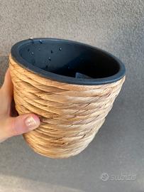 Vaso per piante in fibra di bamboo intrecciato