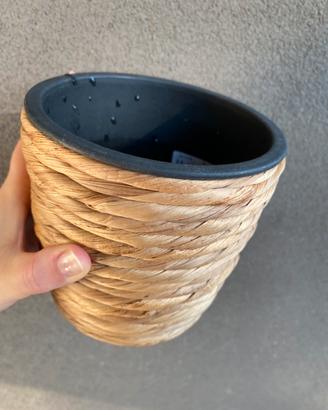 Vaso per piante in fibra di bamboo intrecciato