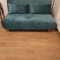 Divano 2 posti letto design velluto verde ampio 