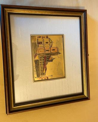 Quadro in mimiatura su foglia oro 985.