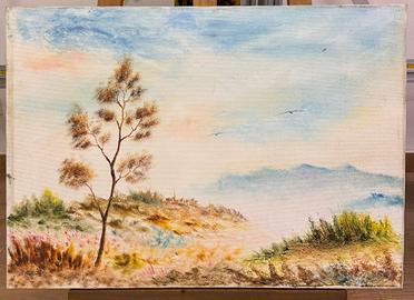 Quadro ad olio tela Giorgione Generoso paesaggio