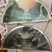 Copia rari dipinti su vetro vintage anni 70