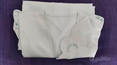 CAMICIA DA NOTTE donna in Raso azzurro tenue NUOVA