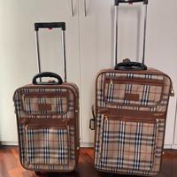 Set 2 trolley valige scozzese beige