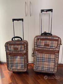 Set 2 trolley valige scozzese beige