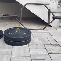 bilancere olimpionico per stacchi e dischi gommati