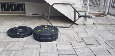 bilancere olimpionico per stacchi e dischi gommati