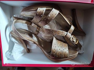 Sandali donna raso platino e strass cerimonia n.38