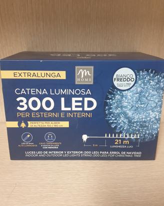 luci di natale, 300 led, 21 metri cavo trasparente