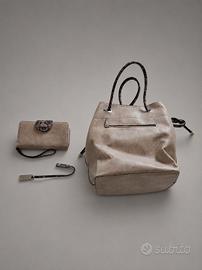 Set Conbipel borsa+portafoglio beige effetto pelle