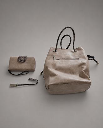 Set Conbipel borsa+portafoglio beige effetto pelle