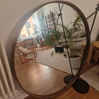 Specchio rotondo cornice legno di design 120 cm