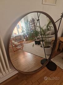 Specchio rotondo cornice legno di design 120 cm