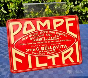 Insegna Pubblicitaria Vintage anni 30 pompe filtri
